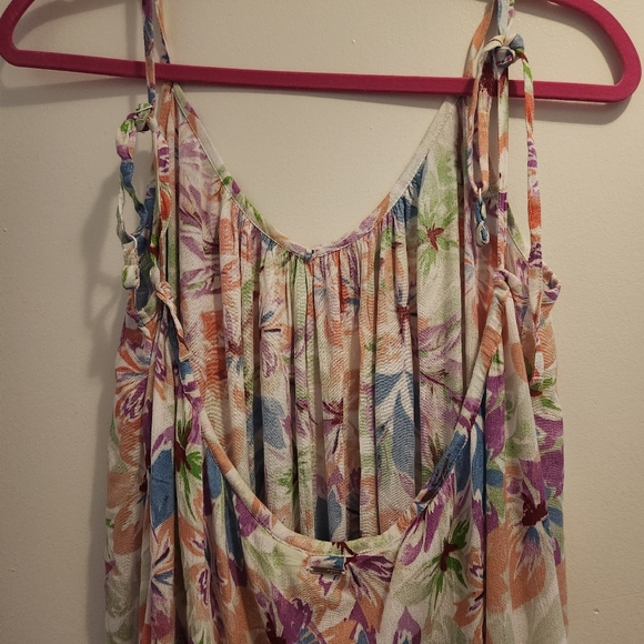 🛍 3/$10 Roxy Floral Tropical Beachy Summer Fling Swimsuit Cover Up Mini Dress L - Picture 6 of 6
